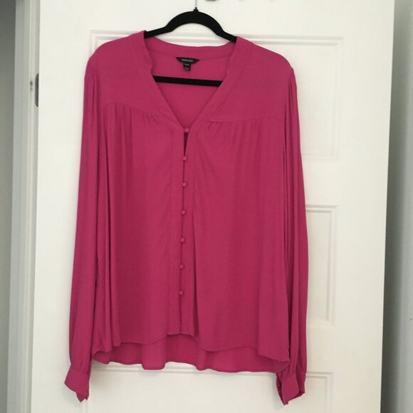 Button-Front Long Sleeve Blouse - Picture 1 of 4